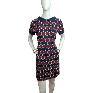 Retro Mod Polka Dot Shift Dress w/ Peter Pan Collar, Size Large